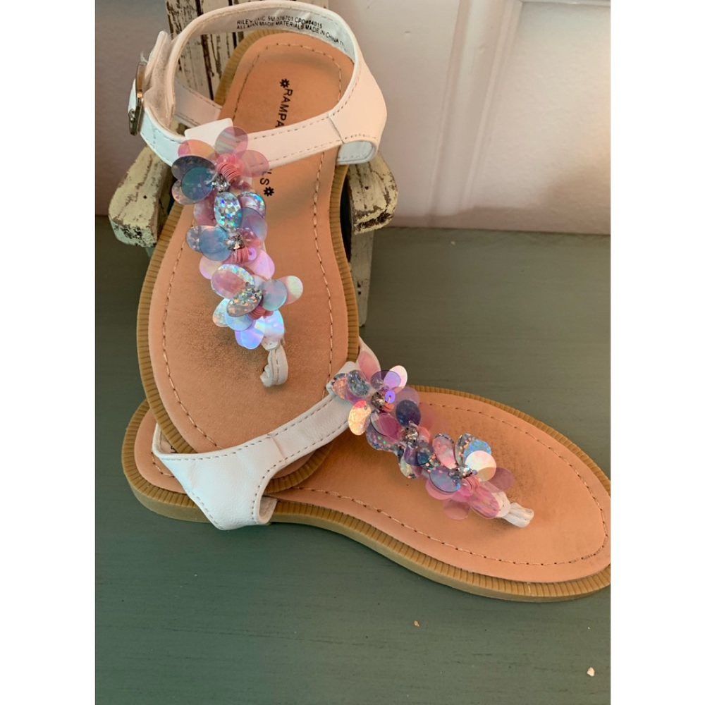 RAMPAGE GIRLS - white / pastel sequins sandals EUC  size 9